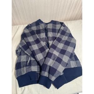 Novamen Plaid Bomber Jacket Navy combo Full Zip Mens Size XXL
